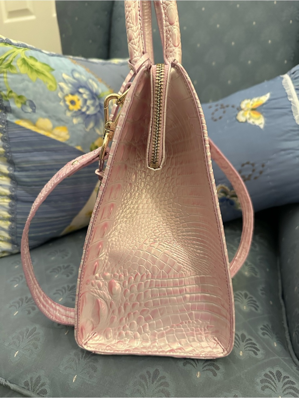 Sale ! Brahmin Rosewater Large Caroline Croc-Embossed Satchel NWOT - Picture 7 of 12